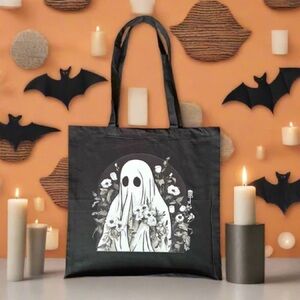 Black Ghost Print Tote Bag